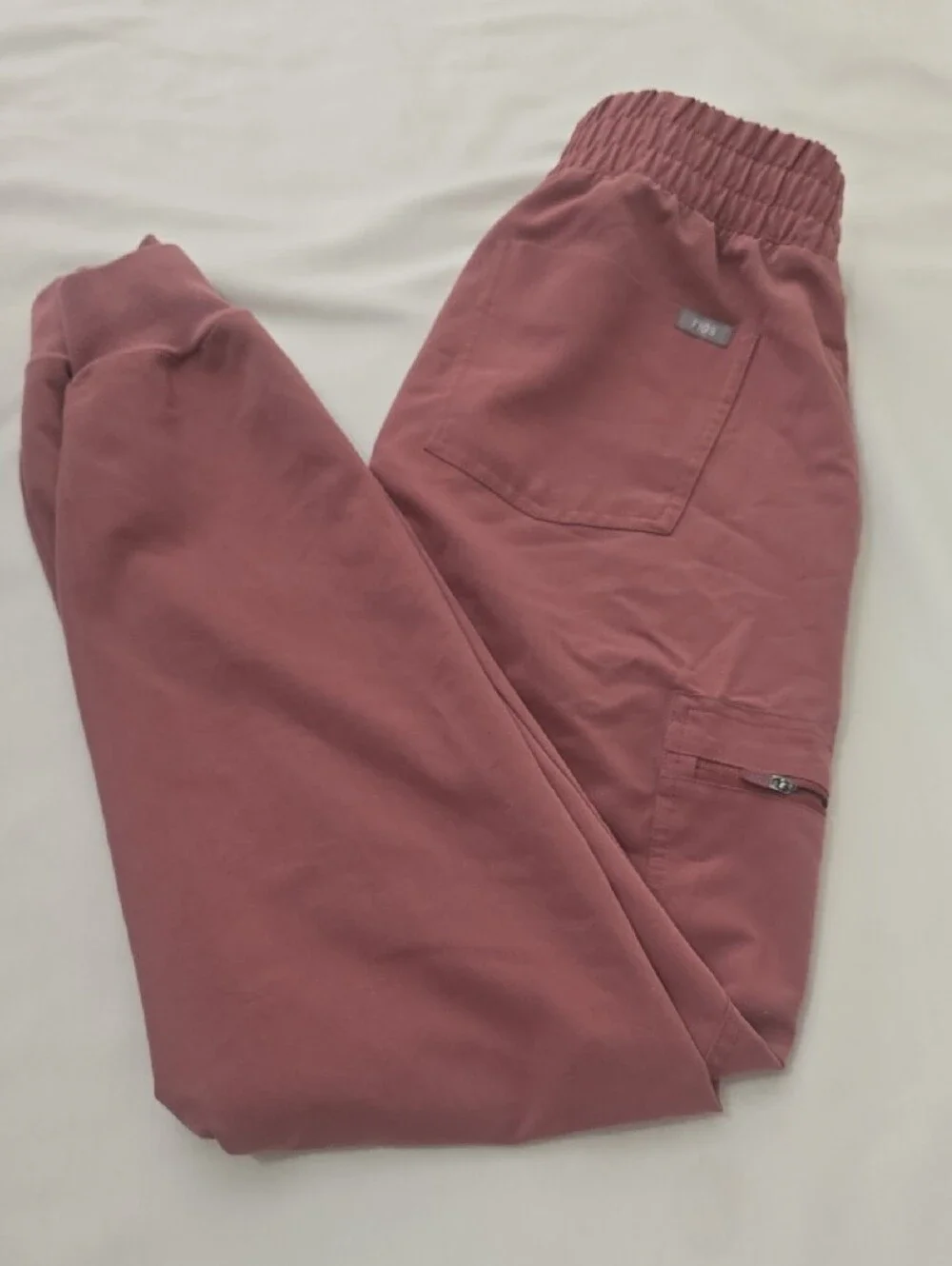 Figs Men's Joggers in Dusty Rose with Gray Drawstring